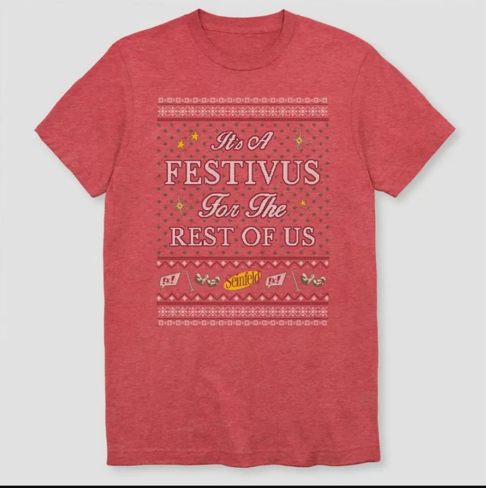 New! Seinfeld Holiday Crew Neck Shirt FESTIVUS